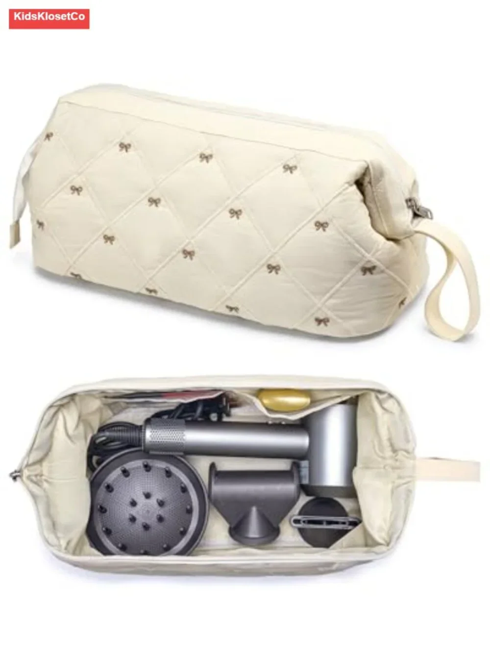 Quilted Polyester Hair Tools Organizer Bag Large Capacity Travel Case for